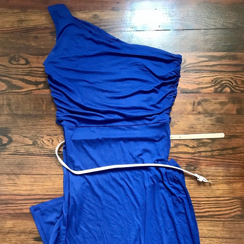 DONATED Cobalt Blue one shoulder maxi dress